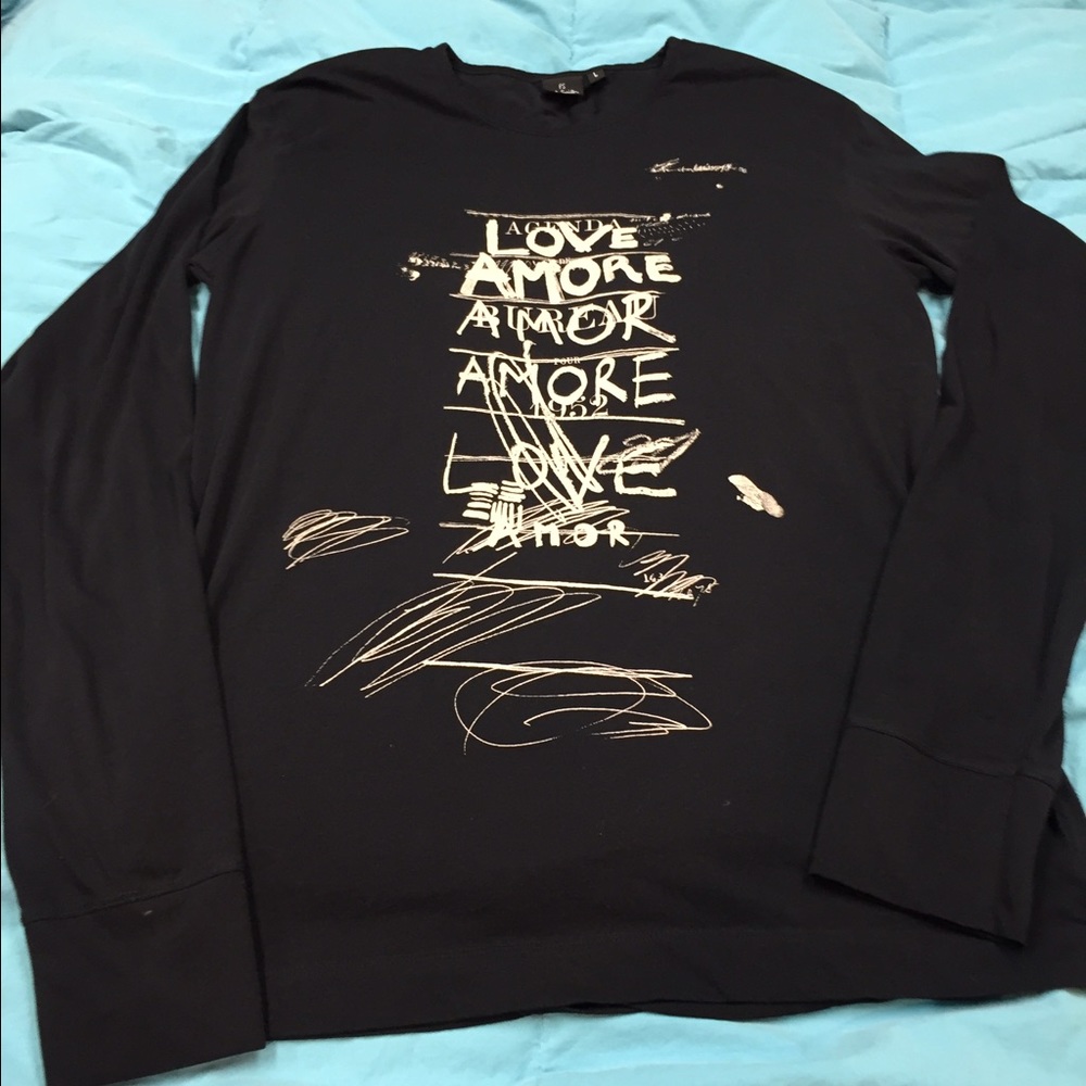 Paul Smith Black Top. Large. NWOT. "love/amore". ❤